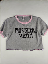 Load image into Gallery viewer, One size professional victim ringer tee grey/pink
