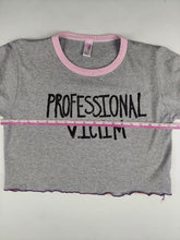 Load image into Gallery viewer, One size professional victim ringer tee grey/pink
