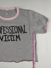 Load image into Gallery viewer, One size professional victim ringer tee grey/pink
