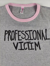 Load image into Gallery viewer, One size professional victim ringer tee grey/pink
