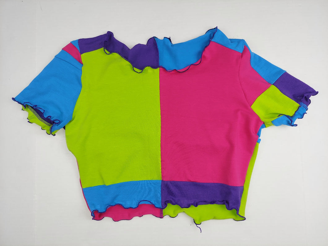 SMALL rainbow color block crop top