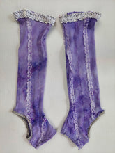 Load image into Gallery viewer, Purple lace stirrup stockings knee high
