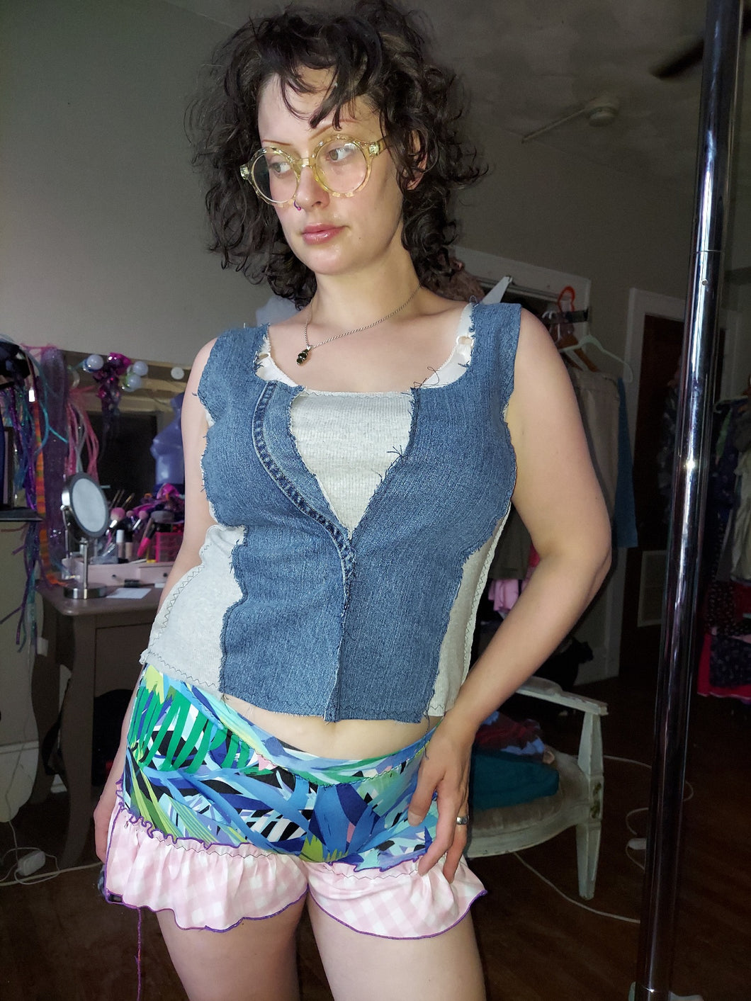 XL recycled jeans corset top