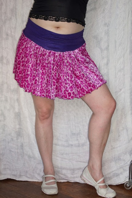 LARGE purple and pink cheetah print ruffle skirt