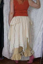 Load image into Gallery viewer, One size small- large coffee dyed eyelet lace skirt
