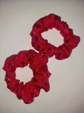 Load image into Gallery viewer, Red Sparkle scrunchies set of 2
