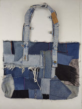 Load image into Gallery viewer, Recycled denim Jean tote bag
