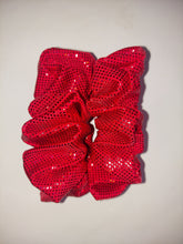 Load image into Gallery viewer, Red Sparkle scrunchies set of 2
