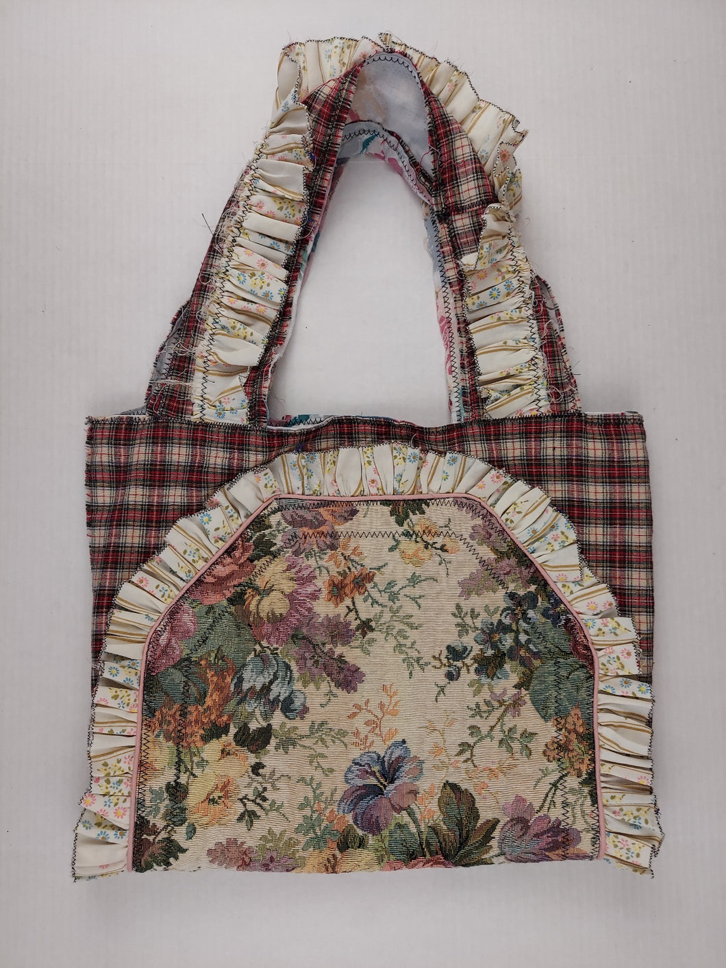 Recycled ruffle tote bag